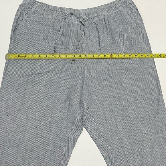 J.Jill Woman 100% LINEN Blue White Stripe Pants Size L - Picture 10 of 16